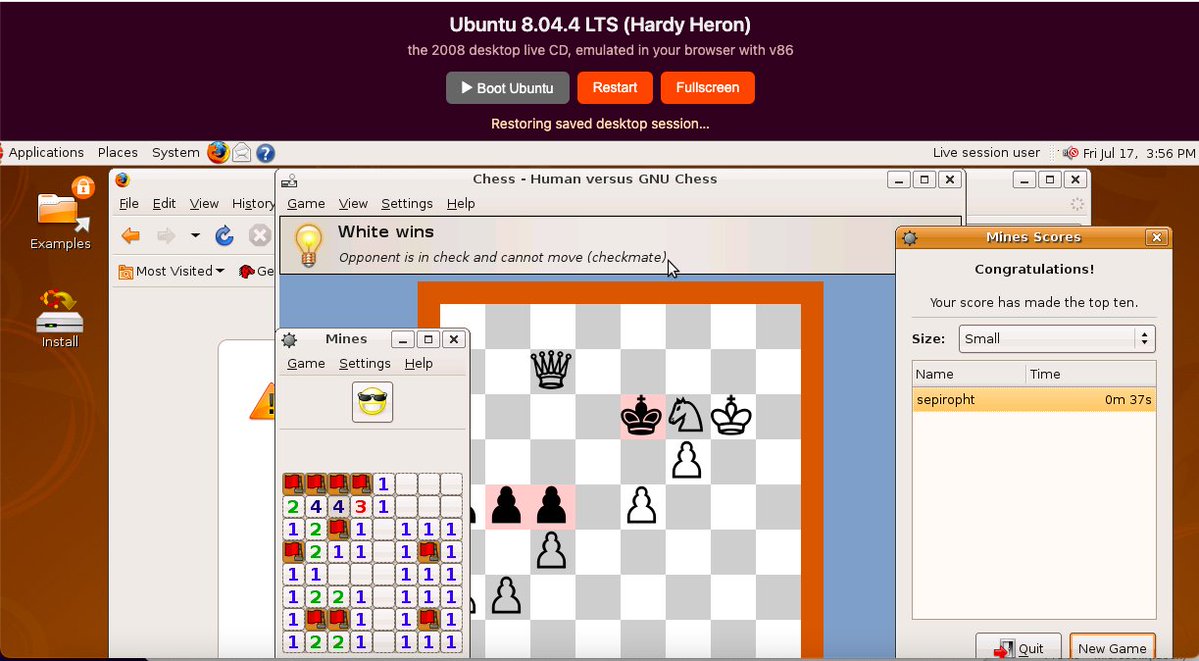 Ubuntu 8.04 in the browser